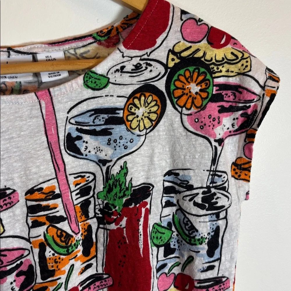 Nicole Millar 100% Linen Cocktail Print Top - Picture 4 of 11